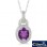 Sterling Silver Oval Amethyst with Diamond Necklace