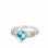 18K Yellow Gold with Sterling Silver Designer Blue Topaz Stackable Ring