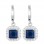 Sterling Silver Square Halo Dangle Earrings with Synthetic Diamonds