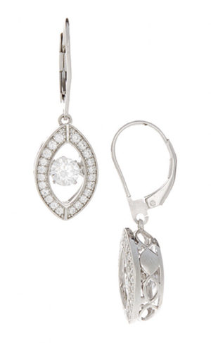 Sterling Silver Dancing Synthetic Diamond Marquise Shaped Earrings