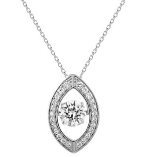 Sterling Silver Dancing Synthetic Diamond Marquise Shaped Necklace