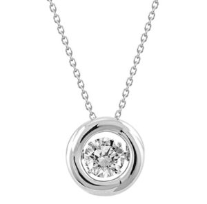 Sterling Silver Dancing Synthetic Diamond Round Necklace