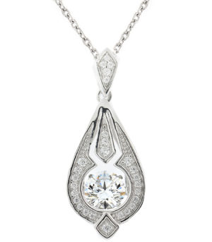 Sterling Silver Dancing Synthetic Diamond Tear Drop Necklace