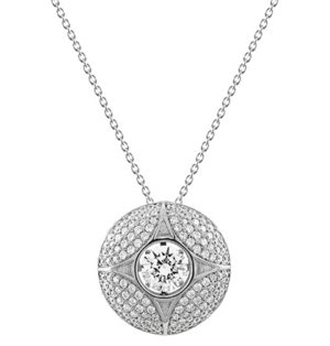 Sterling Silver Dancing Synthetic Diamond Pave Necklace