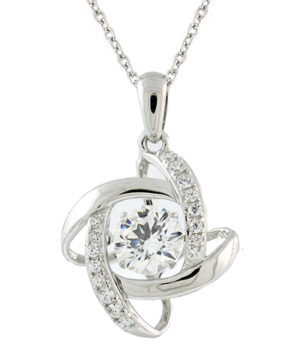 Sterling Silver Dancing Synthetic Diamond Swirl Necklace