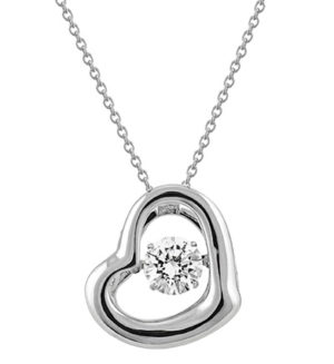 Sterling Silver Dancing Synthetic Diamond Heart Shaped Necklace