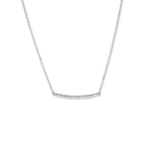 Sterling Silver Curved Synthetic Diamond Bar Necklace