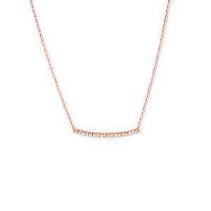 Rose Gold Plated Curved Synthetic Diamond Bar Necklace