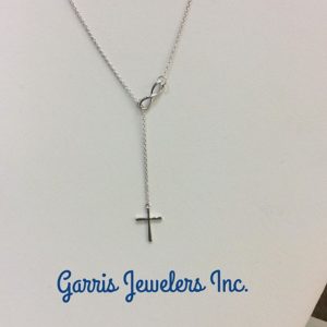 Sterling Silver Lariat Cross/Infinity Necklace