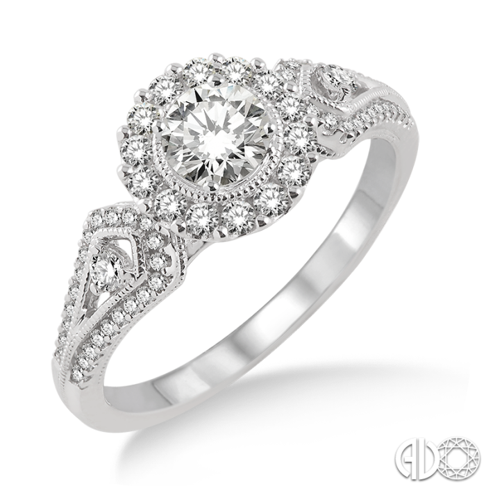 Paulina: Petal Halo Diamond Ring, Vintage Inspired | Ken & Dana