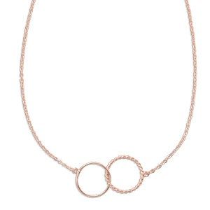 Sterling Silver Rose Vermeil Double Interlocked Necklace