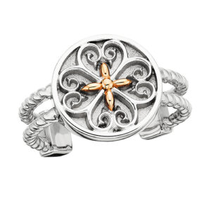 Sterling Silver Rose Gold Accented Disc Grace Collection Ring