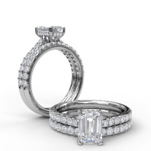 Classic Emerald Cut Engagement Ring with a Subtle Diamond Splash