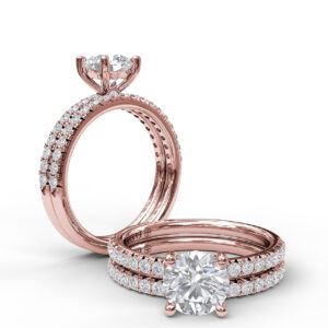 Petite Round Cut Solitaire With Pave Shank