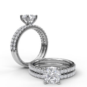 Petite Round Cut Solitaire With Pave Shank