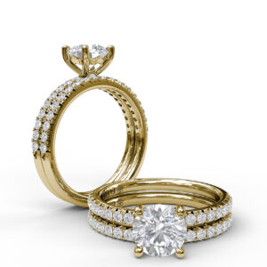 Petite Round Cut Solitaire With Pave Shank