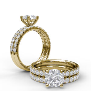 Classic French-Cut Pave Round Solitaire