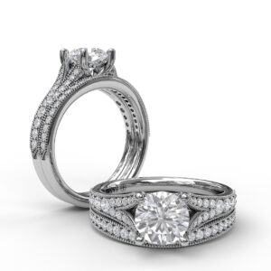 Subtle Split Band Engagement Ring With Milgrain Detail