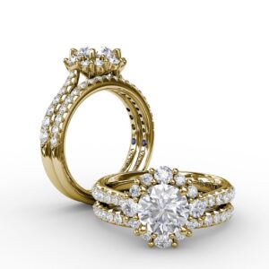 Contemporary Engagement Ring With Prong-Set Diamond Halo