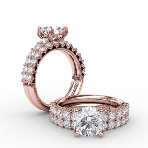 Contemporary Diamond Solitaire Engagement Ring With Openwork Diamond Band