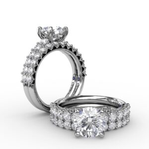 Contemporary Diamond Solitaire Engagement Ring With Openwork Diamond Band