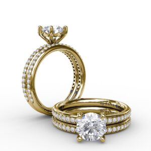 Classic Solitaire Engagement Ring With Diamond Band