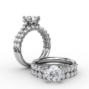 Contemporary Diamond Solitaire Engagement Ring With Hidden Halo