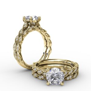 Classic Diamond Solitaire Engagement Ring With Diamond Twist Band