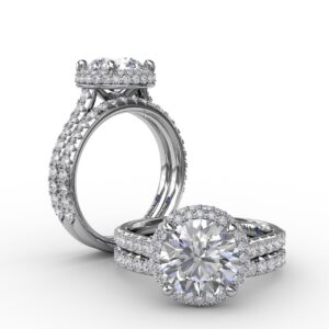 Contemporary Round Diamond Triple Halo Engagement Ring