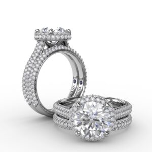 Seamless Pav?? Diamond Double Halo Engagement Ring