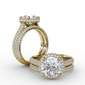 Seamless Pav?? Diamond Double Halo Engagement Ring