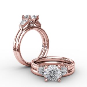 Three-Stone Engagement Ring With Tapered Baguettes