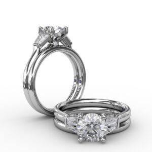 Three-Stone Engagement Ring With Tapered Baguettes