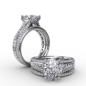 Oval Diamond Solitaire Engagement Ring With Baguettes and Pav??