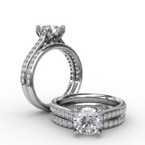 Classic Diamond Solitaire Engagement Ring With Diamond Band