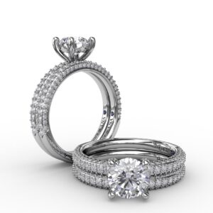 Classic Solitaire Engagement Ring With Flawless Pav?? Band