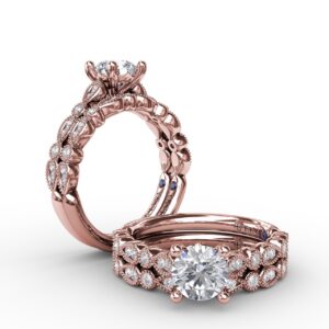 Round Diamond Solitaire Engagement Ring With Milgrain Details