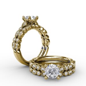 Round Diamond Solitaire Engagement Ring With Milgrain Details