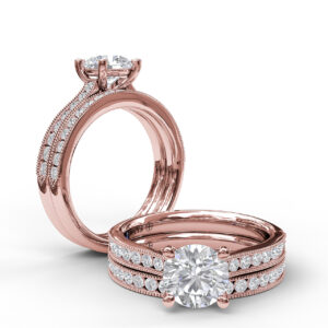 Single Row Channel Milgrain Engagement Ring