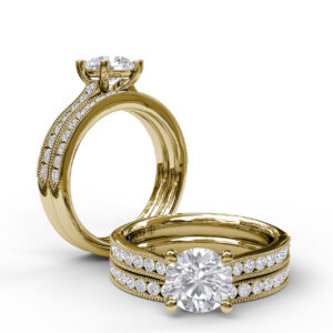 Single Row Channel Milgrain Engagement Ring