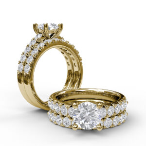 Handset French Pave Diamond Engagement Ring