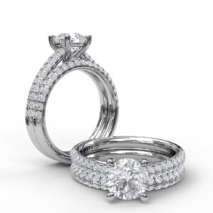 Double Row Diamond Engagement Ring