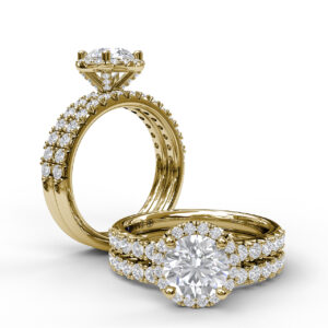 Classic Diamond Halo Engagement Ring with a Gorgeous Side Profile