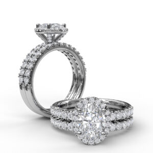 Classic Diamond Halo Engagement Ring with a Gorgeous Side Profile