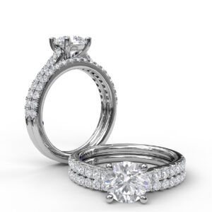 Delicate Classic Engagement Ring with Delicate Side Detail