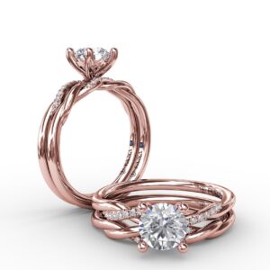 Classic Round Diamond Solitaire Engagement Ring With Twisted Shank