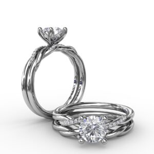 Classic Round Diamond Solitaire Engagement Ring With Twisted Shank