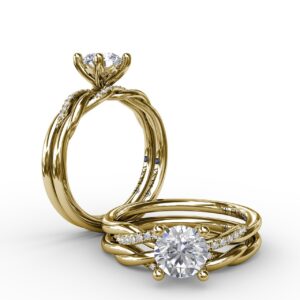 Classic Round Diamond Solitaire Engagement Ring With Twisted Shank