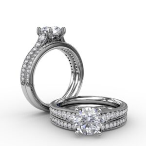 Classic Round Diamond Solitaire Engagement Ring With Milgrain Edge