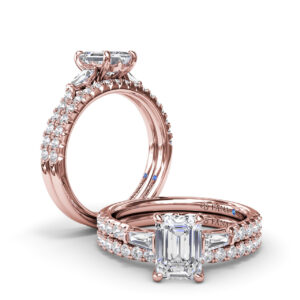 Emerald Cut and Tapered Baguette Engagement Ring